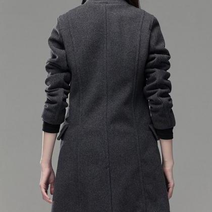 Cashmere Grey Coat Winter Wool Jacket
