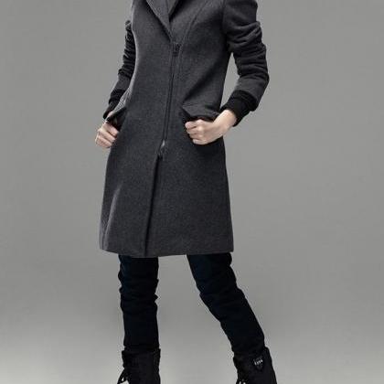 Cashmere Grey Coat Winter Wool Jacket