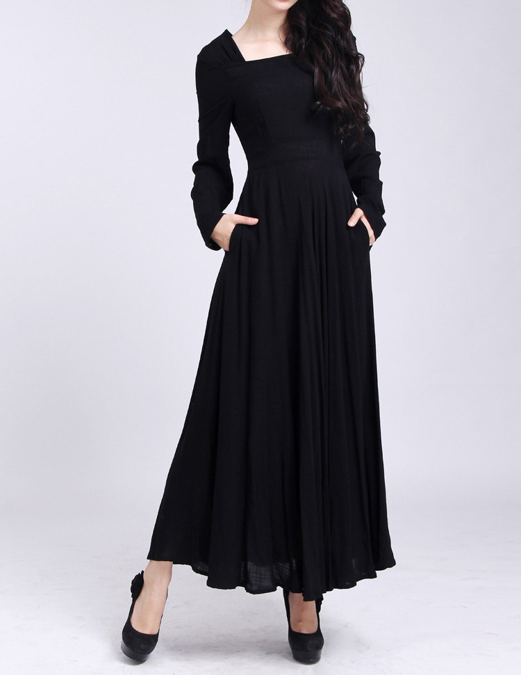linen shirt dress black