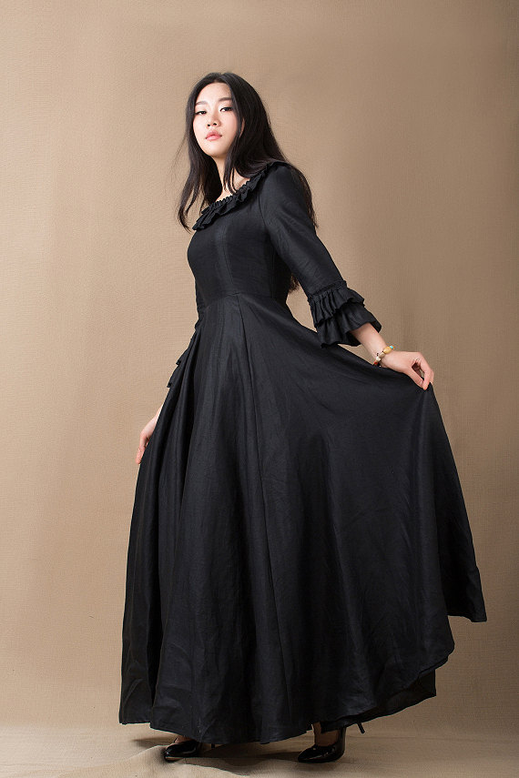 long black linen dress