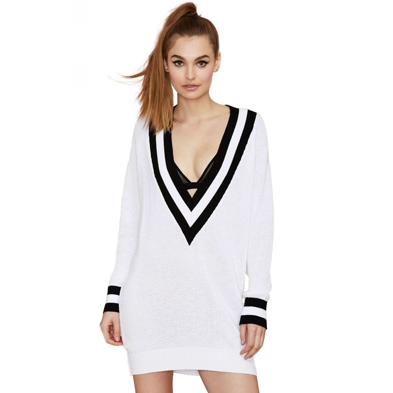 Deep v neck sweater sale dress