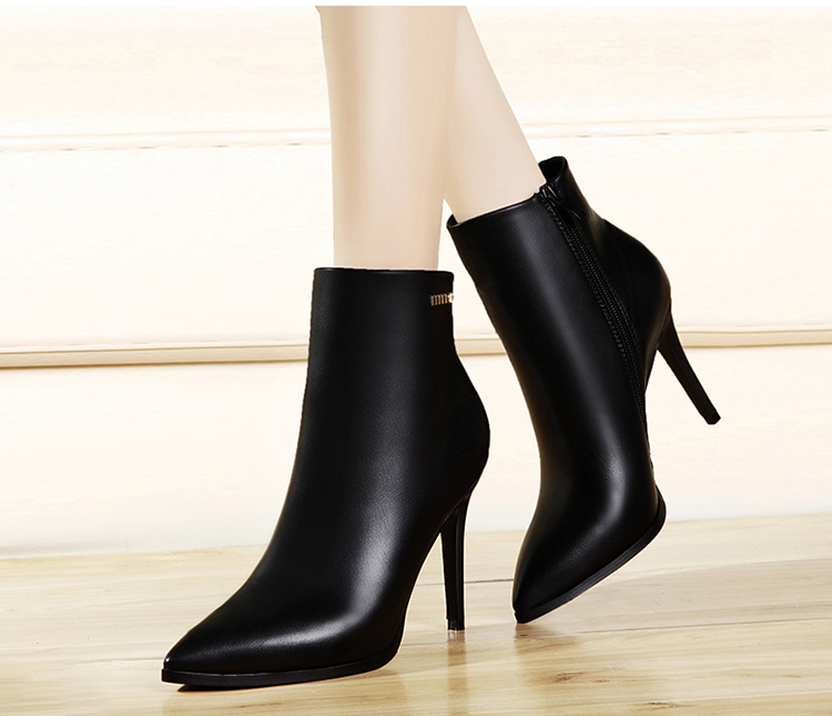 Fashion High Heel Stiletto Pointed Toe Women's Ankle Boots Black
