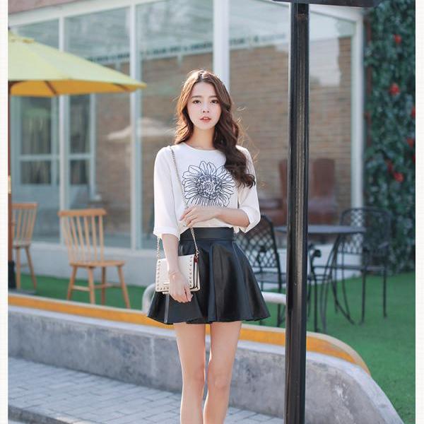 3/4 Sleeves Korea Style Floral Loose Shirt on Luulla